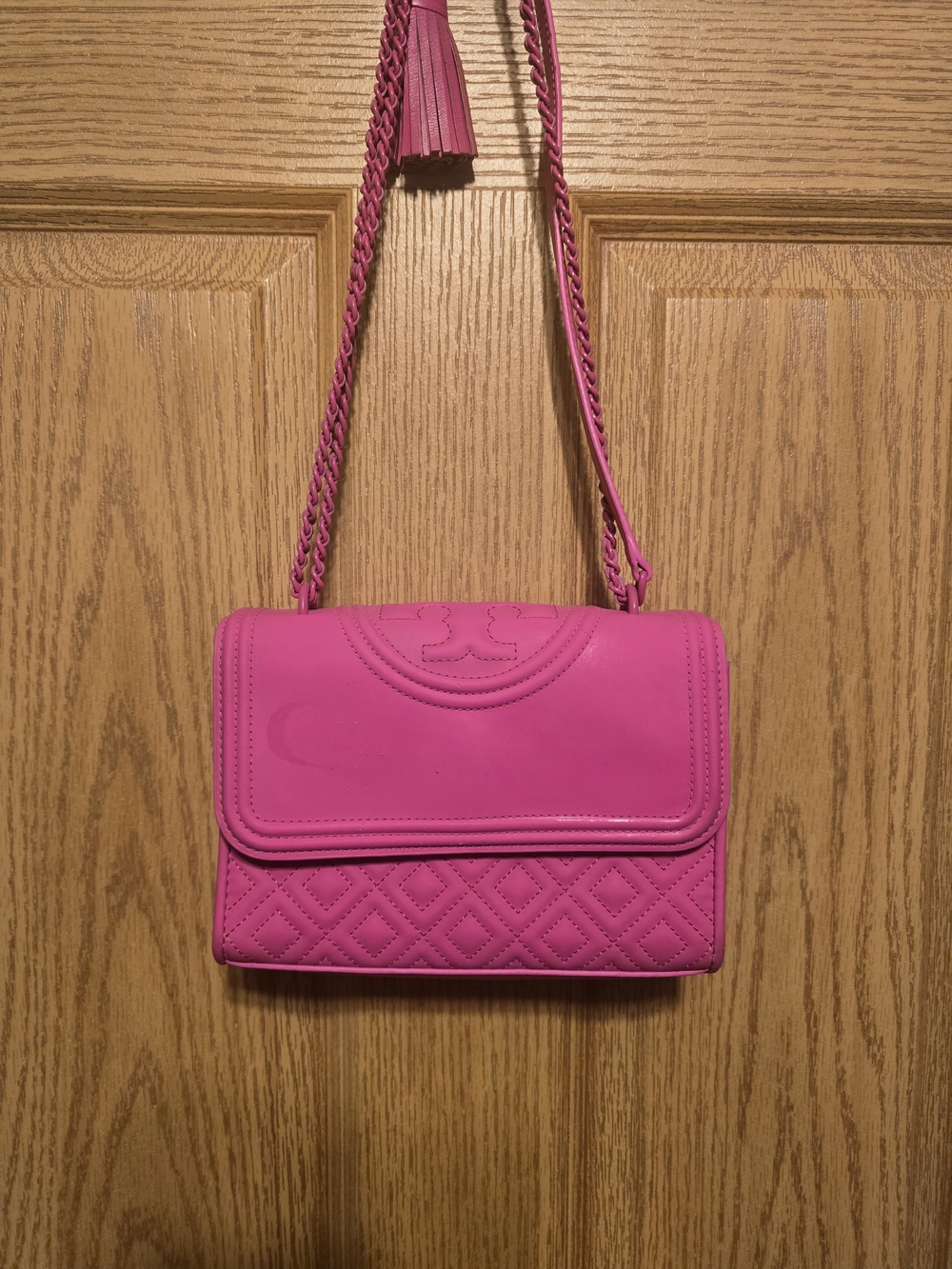 Tory Burch Hot Pink Quilted Tassel Accent Tory Burch Fleming